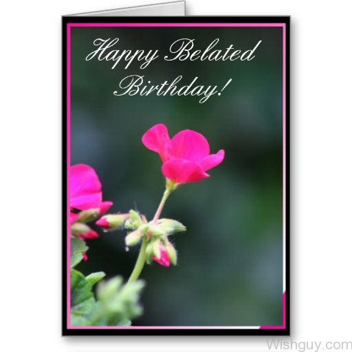 Sending You Pink Flower On Belated Birthday