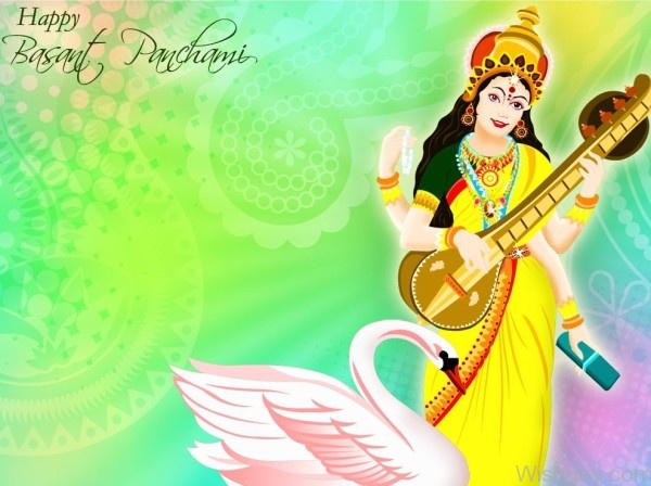 Happy Basant Panchmi With Goddess Saraswati-wl620