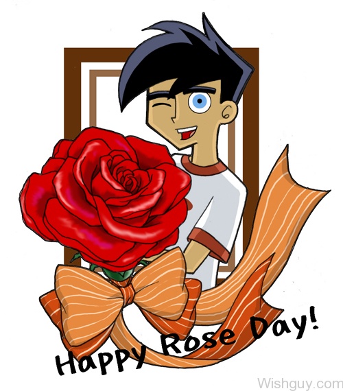 Happy Rose Day Boy With Rose-cm113