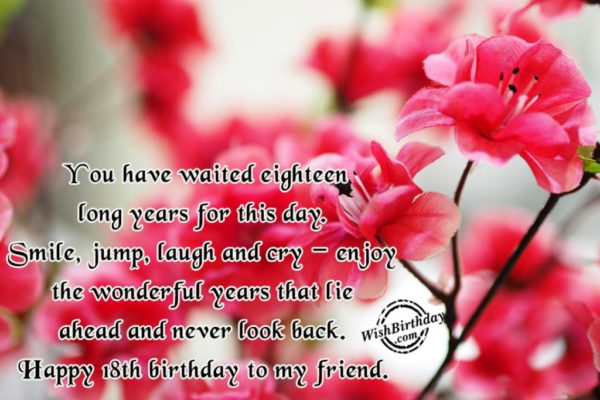Happy Eighteenth Birthday To My Friend