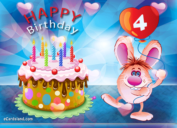 Happy Forth Birthday Dear - Animated Image