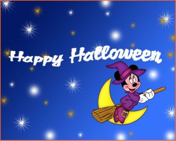 Happy Halloween - Minny Mouse On Moon