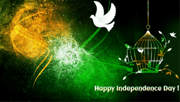 Happy Independence Day With White Dove
