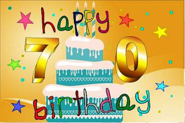 Happy Seventy Birthday With Cake