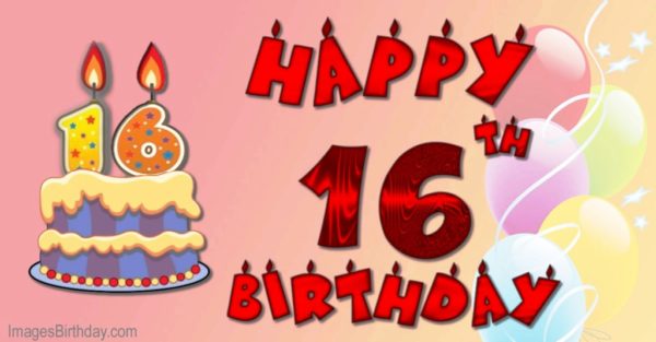 Happy Sixteen Birthday With Cake