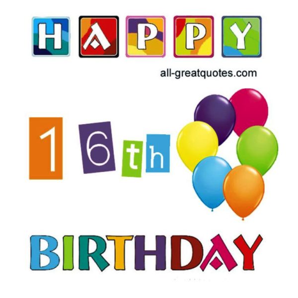 Happy Sixteen Birthday With Colorful Balloon Image