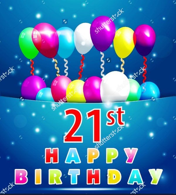 Happy Twenty One Birthday With Color Balloon