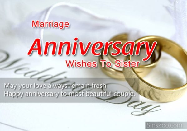 Marriage Anniversary Wishes To Sister