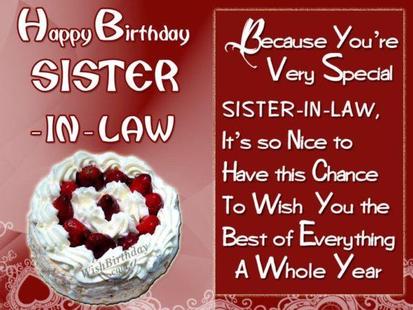Happy Birthday Caring Sister-In-Law dear
