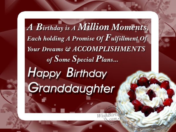 Wishing Happy Birthday To A Loving Grand Daughter